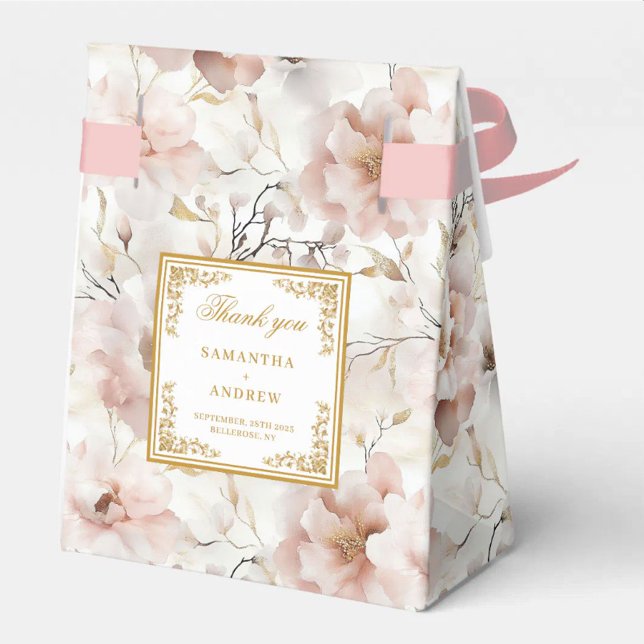 Stilvolle Dusty Pink Gold Wedding Danke Box Geschenkschachtel (Stylish Dusty Pink Gold Wedding Thanks Favor Box)