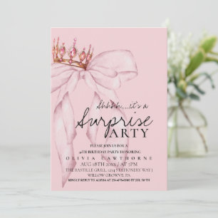Stilvolle Dusty Rose Bow Surprise Geburtstagsparty Einladung
