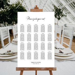 Stilvolle, einfache 20-Tisch-Hochzeitskarte Poster
