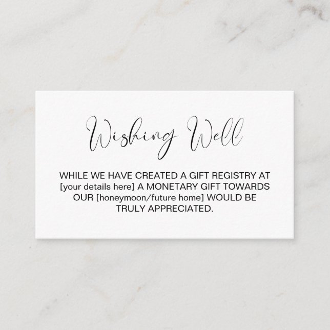 Stilvolle Einfache Hochzeitskarte für den Wunschza Begleitkarte (Vorderseite)