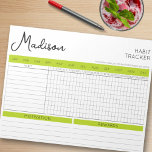 Stilvolle einfache tägliche Habit Tracker Grüne Ak Notizblock<br><div class="desc">Erstellen Sie eine Gewohnheitsliste, um mit diesem benutzerfreundlichen, einfachen und benutzerfreundlichen täglichen Gewohnheitsüberwacher gute Gewohnheiten und gesunden Lebensstil zu schaffen. Personalisieren Sie mit dem Namen und Ihrem eigenen Angebot am Ende, oder behielt Sie das motivierend Zitat, das derzeit vorhanden ist. Wie funktioniert das? Kreuzen Sie den Monat Ihrer Verfolgung, schreiben...</div>
