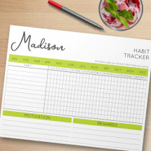 Stilvolle einfache tägliche Habit Tracker Grüne Ak