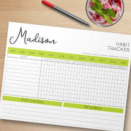 Stilvolle einfache tägliche Habit Tracker Grüne Ak Notizblock