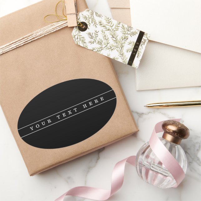 Stilvolle, einfache Text- und dünne Streifen Ovaler Aufkleber (Schenken)