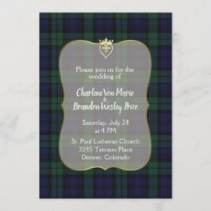 Stilvolle Einladung von Black Watch Tartan zur Hoc