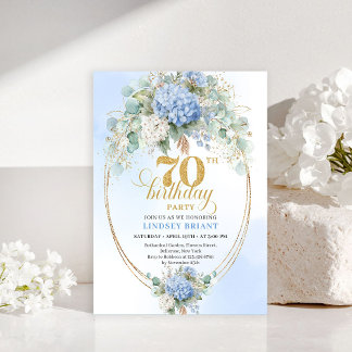 Stilvolle Einladung zum 70. Geburtstag mit hellbla