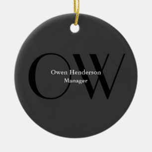 Stilvolle Einziges Grau-Schwarz-Monogramm Keramik Ornament