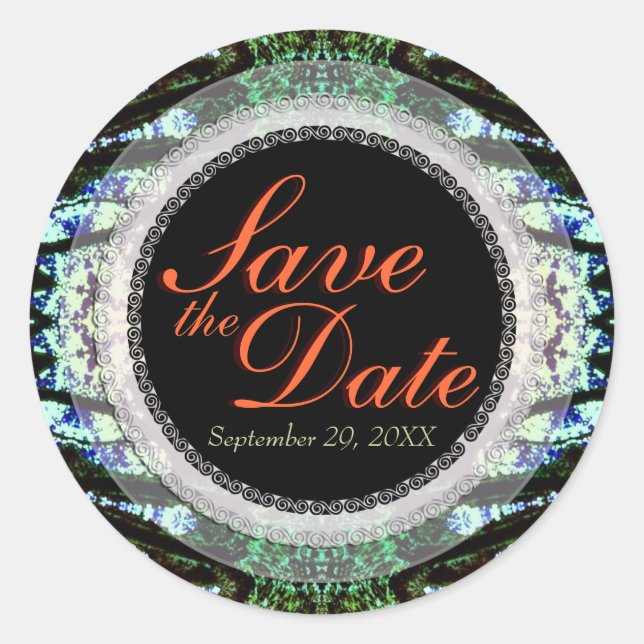 Stilvolle Elegance Lace Save the Date Stickers (Vorderseite)