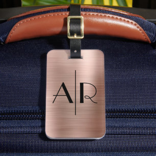 Stilvolle Elegant 2 Monogram, erste Rose Gold Meta Gepäckanhänger