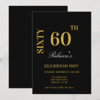 Stilvolle Elegant Black & Gold 60. Geburtstagspart