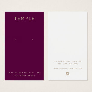 Stilvolle Elegant Burgundy Earring Display Card