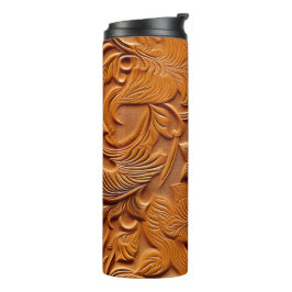 Stilvolle Elegant Camel Brown Imitate mit Leder Thermosbecher
