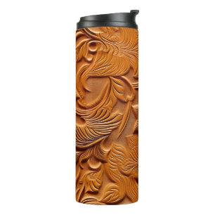 Stilvolle Elegant Camel Brown Imitate mit Leder Thermosbecher