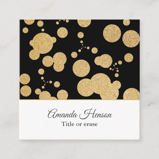 Stilvolle Elegant Gold Glitzer Circle Black Quadratische Visitenkarte (Vorderseite)