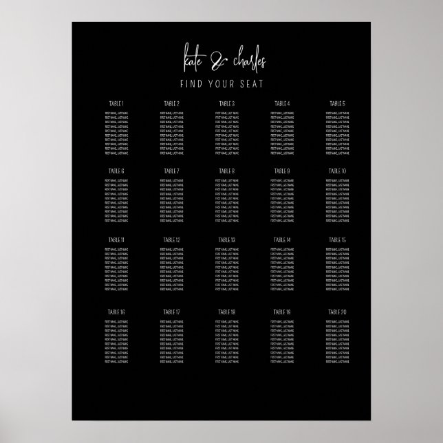 Stilvolle Elegant Moderne Individuelle Name Sitzpl Poster (Vorne)