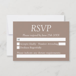 Stilvolle Elegant Taupe Wedding RSVP Card
