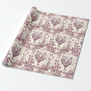 Stilvolle Elegant Vintag Rooster Floral Toile Geschenkpapier