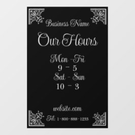 Stilvolle, elegante Geschäftszeiten Fensteraufkleber