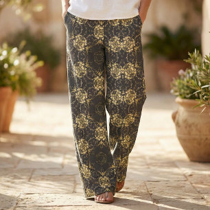 Stilvolle Elegante Imitate Gold und Schwarz Muster Stoff