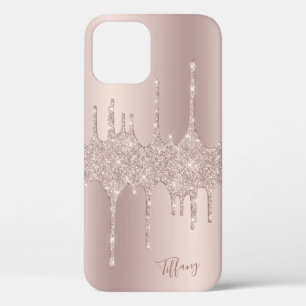 Stilvolle, elegante Kupfergold-Rose-Glitzer-Tropfe Case-Mate iPhone Hülle