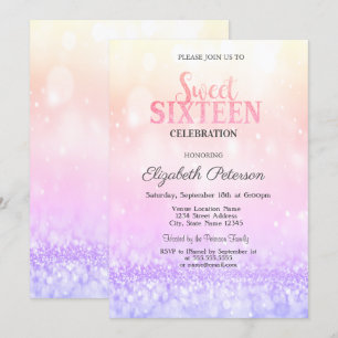 Stilvolle elegante Ombre-Glitter-Bokeh Sweet 16 Einladung