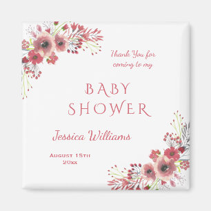 Stilvolle, elegante rote florale Wasserfarben-Baby Magnet