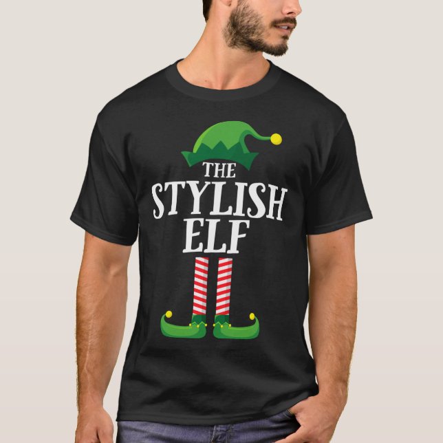 Stilvolle Elf Matching Familienweihnachtsfest Part T-Shirt (Vorderseite)