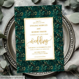 Stilvolle Emerald Gold Eucalyptus Wedding Einladun Einladung