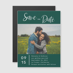 Stilvolle Emerald Green Foto Wedding Save the Date Magneteinladung