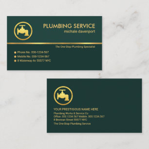 Stilvolle Emerald Green Gold Line Faucet Plumbing Visitenkarte