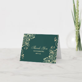 Stilvolle Emerald Green Gold Swirl Wedding Vielen  Dankeskarte