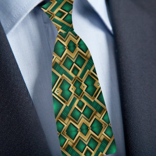 Stilvolle Emerald und Gold Necktie Krawatte