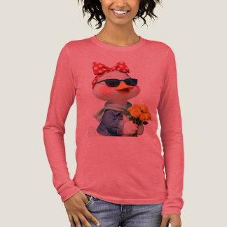 Stilvolle Ente mit Blumen & Sonnenbrille Cute Long Tri-Blend Shirt