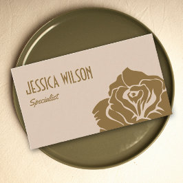 Stilvolle erdige beige Pastell-Gold-Blumen profess Visitenkarte