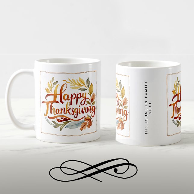 Stilvolle Erntedank Herbstfarbe Name Wasserfarbe Kaffeetasse (Von Creator hochgeladen)