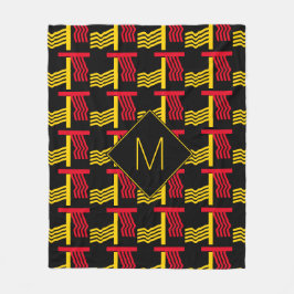 Stilvolle Ethnic Geometric Monogram Fleecedecke