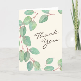 Stilvolle Eukalyptus Watercolor-Blätter in Grün Dankeskarte