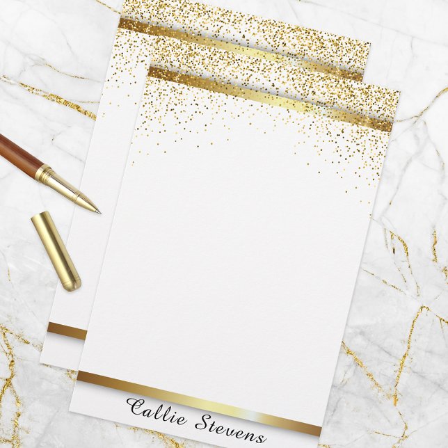 Stilvolle Extravagante Gold Glitzer Streifen auf W Briefpapier (Von Creator hochgeladen)