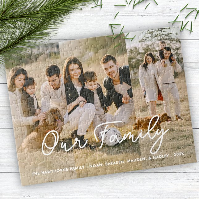 Stilvolle Familienfoto-Collage Script Typografie Puzzle (Von Creator hochgeladen)