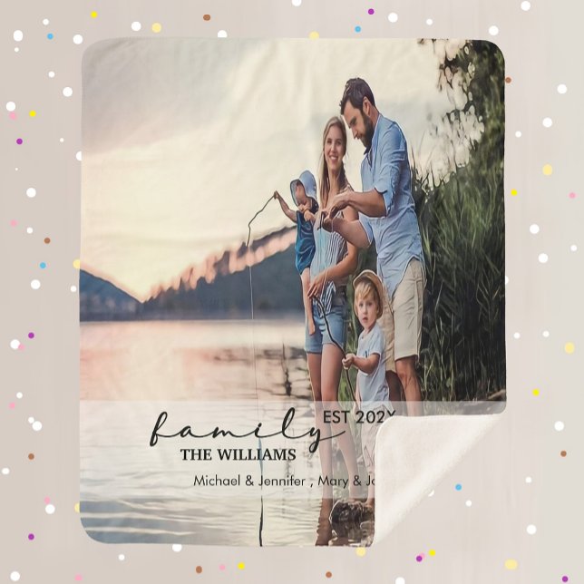 Stilvolle Familienfreundlichkeit | Personalisierte Sherpadecke ( Full Photo calligraphy Family Sherpa Blanket)