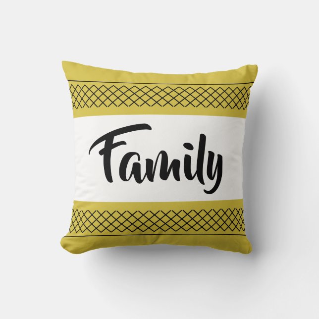 Stilvolle Familienmuster Print Yellow Gold Kissen (Vorderseite)