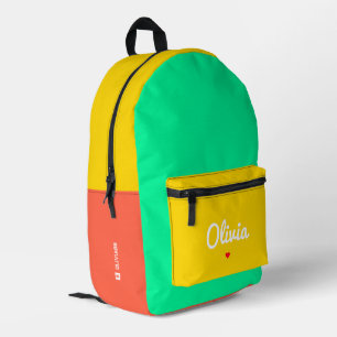 Stilvolle Farbblock Orange Gelb Grün Bedruckter Rucksack
