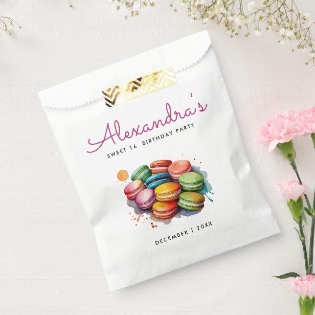 Stilvolle Farben Macarons Sweet 16 Bake Watercolor Geschenktütchen (Versiegelt)