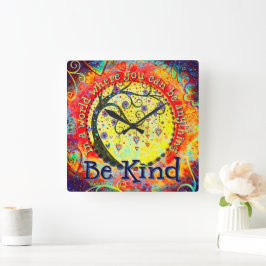 Stilvolle farbenfrohe Bäume Whimsical Kindness Zit Quadratische Wanduhr