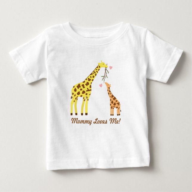 Stilvolle farbenfrohe Giraffe Mommy and Baby Baby T-shirt (Vorderseite)