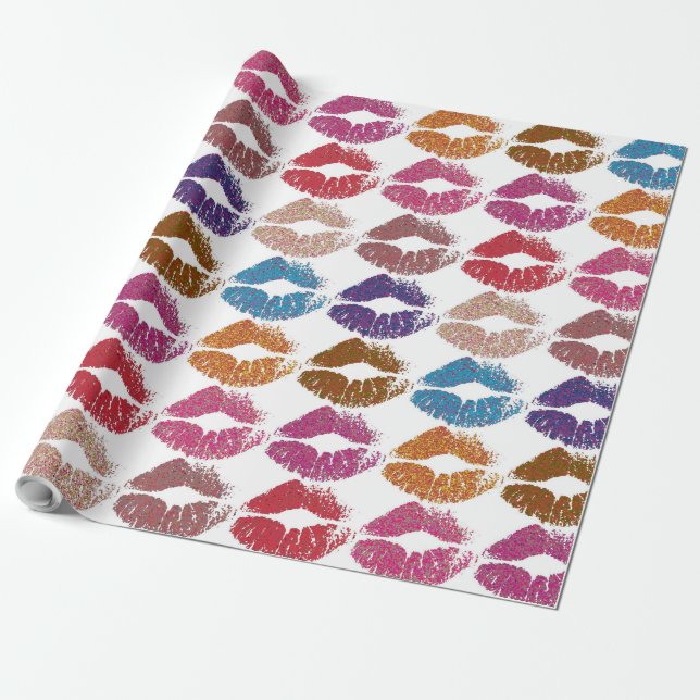 Stilvolle farbenfrohe Lippen #6 Geschenkpapier (Ungerollt)