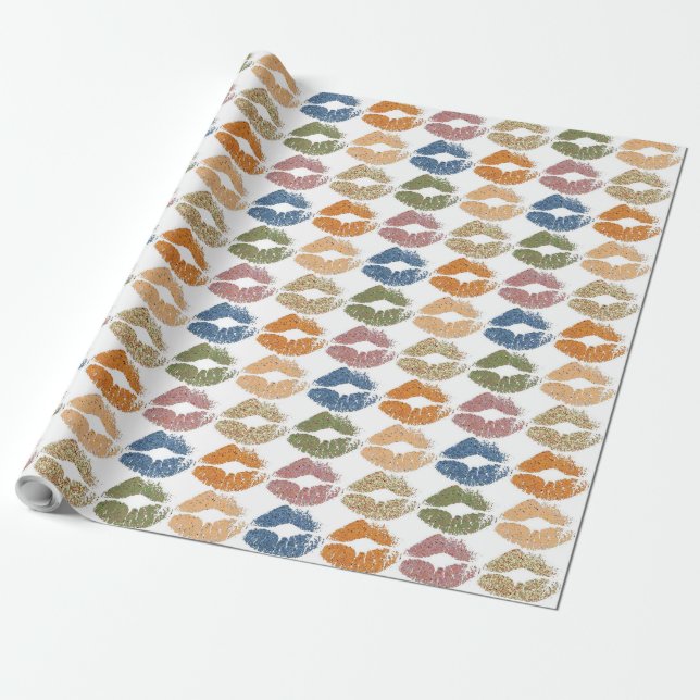 Stilvolle farbenfrohe Lippen Geschenkpapier (Ungerollt)
