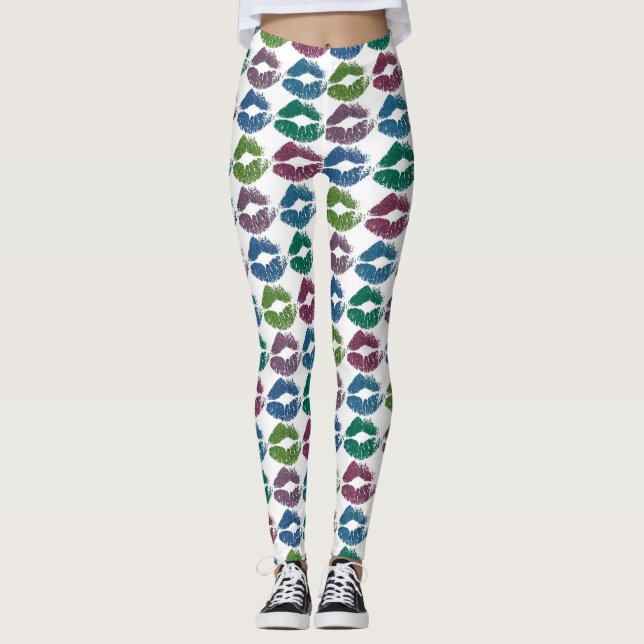 Stilvolle farbenfrohe Lips #10 Leggings (Vorderseite)