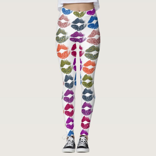 Stilvolle farbenfrohe Lips #13 Leggings (Vorderseite)