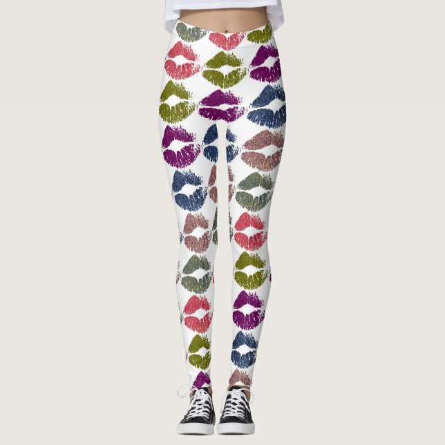 Stilvolle farbenfrohe Lips #18 Leggings (Vorderseite)
